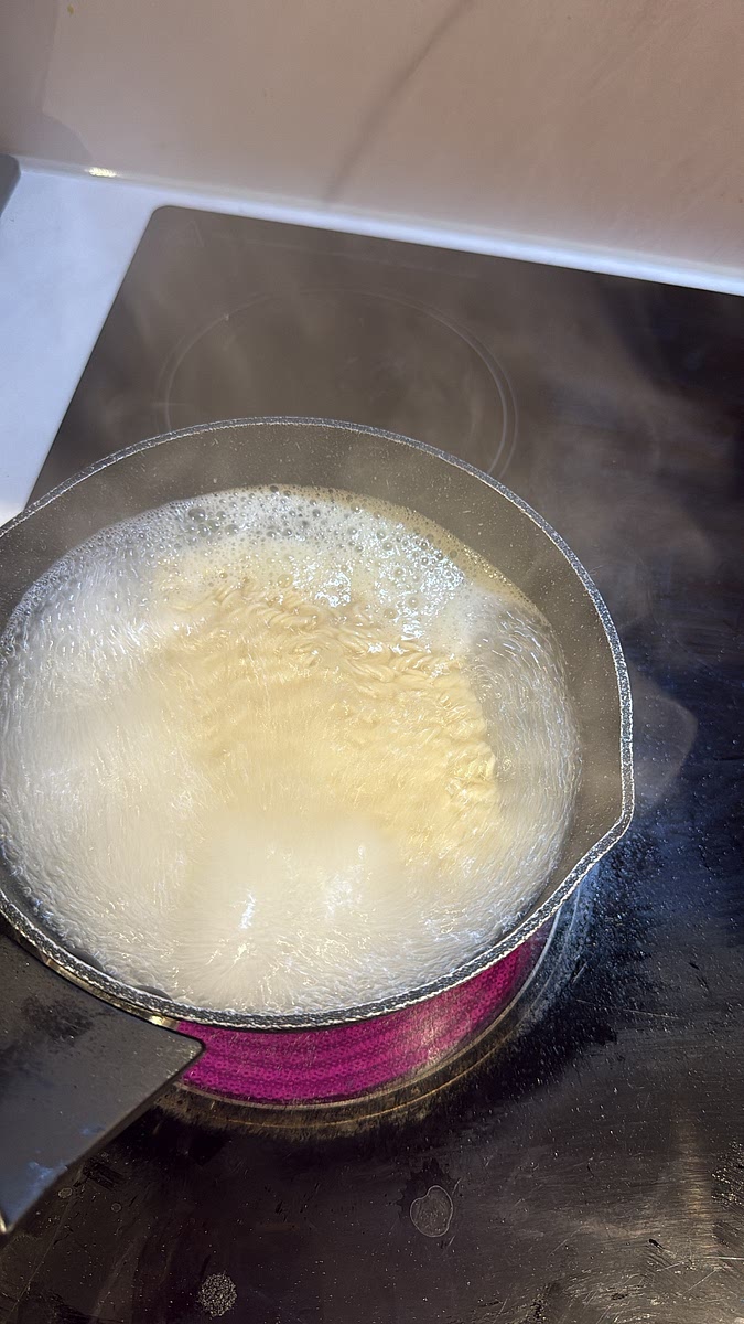cook your ramen in boiling water and drain once done.