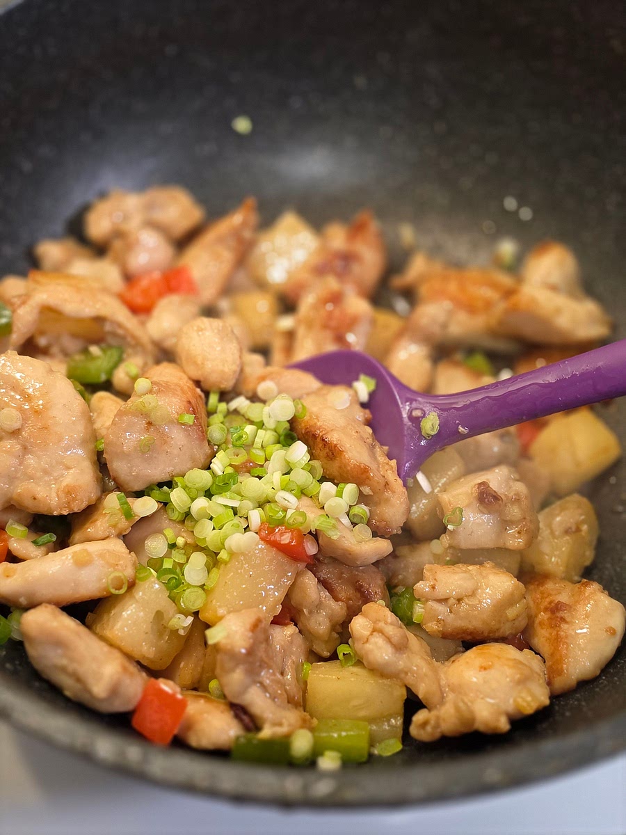 Add everything back in and pour in teriyaki sauce.