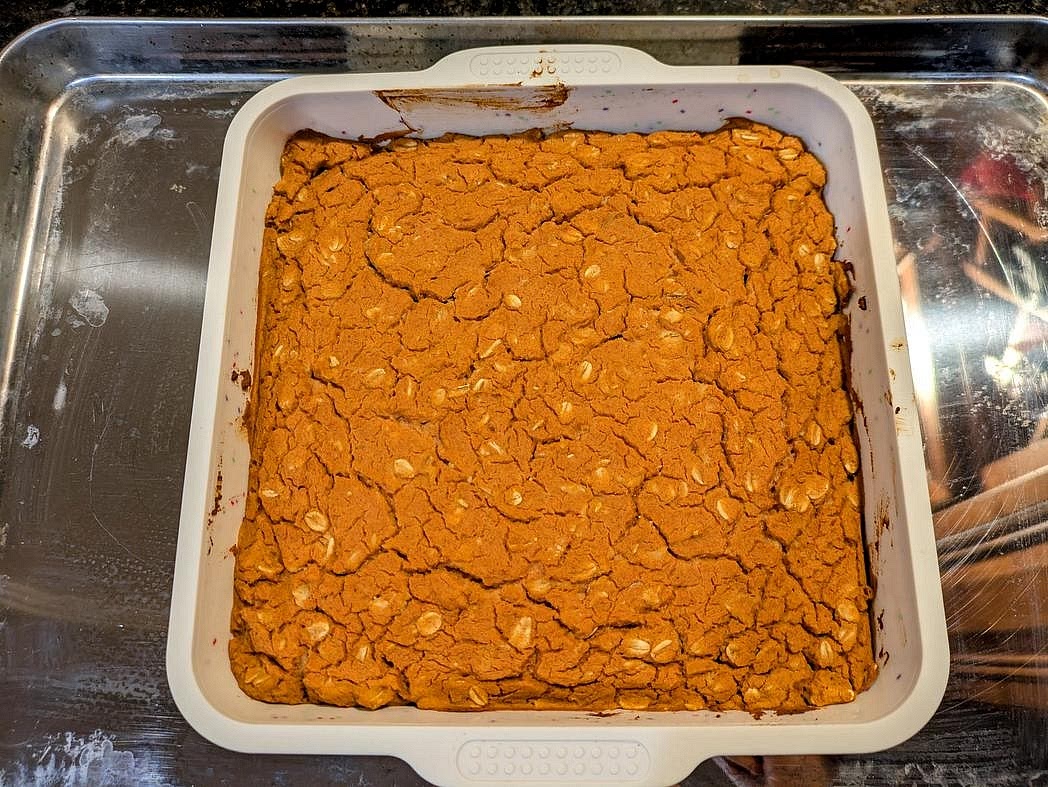 Bake at 350F for about 30 minutes, or until a toothpick to the center comes out clean.
