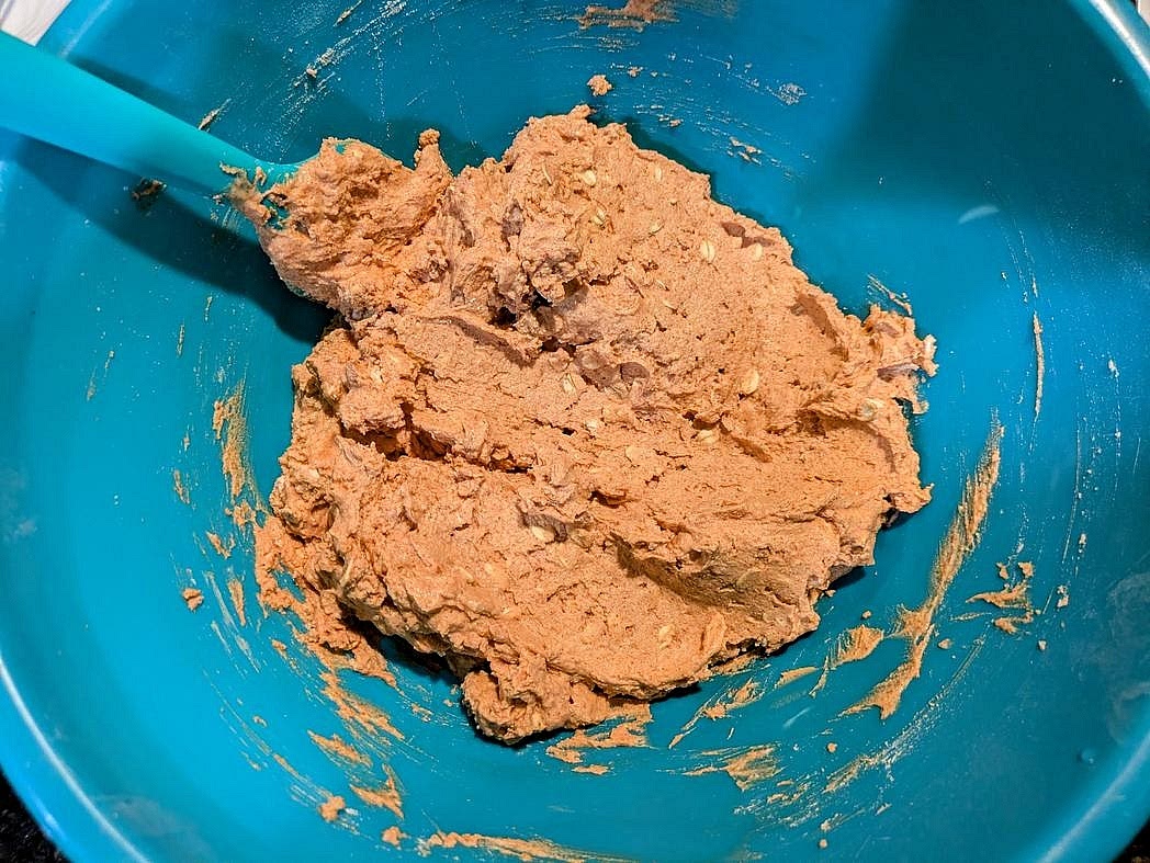 Add all ingredients to a large bowl. Mix with a silicone spatula until fully combined.