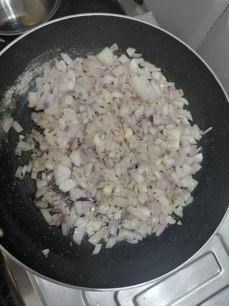 Add onions and a pinch of salt.