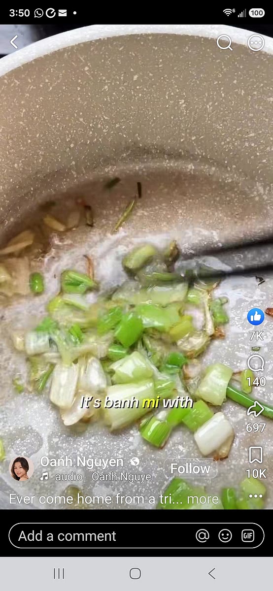 Saute Chopped green onion in oil