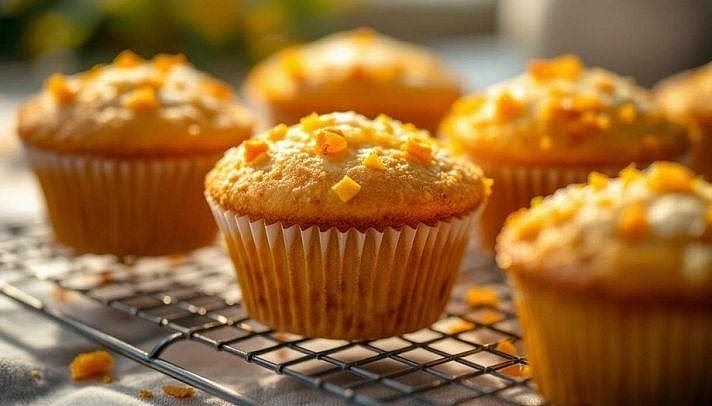 Bake for 18-23 minutes, until the muffins have risen and turned lightly golden. Insert a toothpick into the centre of a muffin. If it comes out clean or with a few dry crumbs, they're ready. Leave the muffins in the tin for 5 minutes, then transfer them to a wire rack to cool.