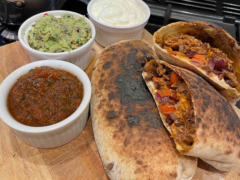 Slow Cooker Pulled Pork Burrito Calzones