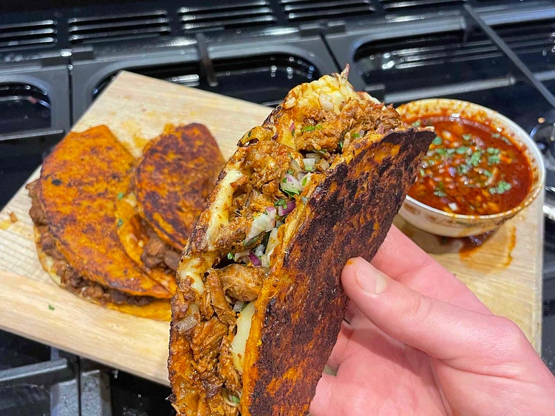 Slow Cooker Curried Lamb Paratha Tacos