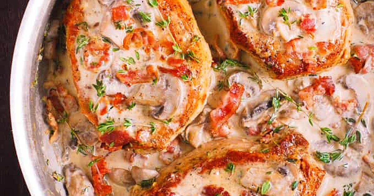 Bacon and Mushroom Smothered Pork Chops Recipe | Samsung Food App