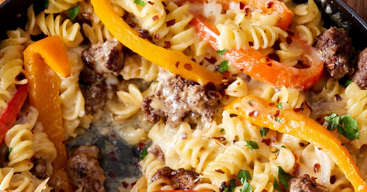 Recipe: Philly Cheesesteak Pasta Skillet | Samsung Food App