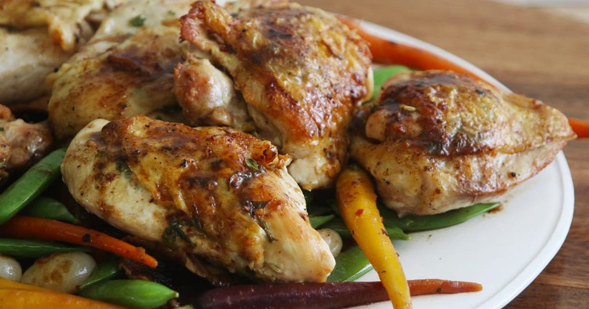 Herb Crusted Chicken and Spring Vegetables Recipe | Samsung Food App