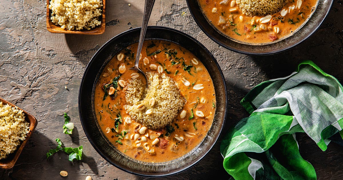 West African Peanut Stew with Swiss Chard & White Quinoa Recipe | Samsung Food App