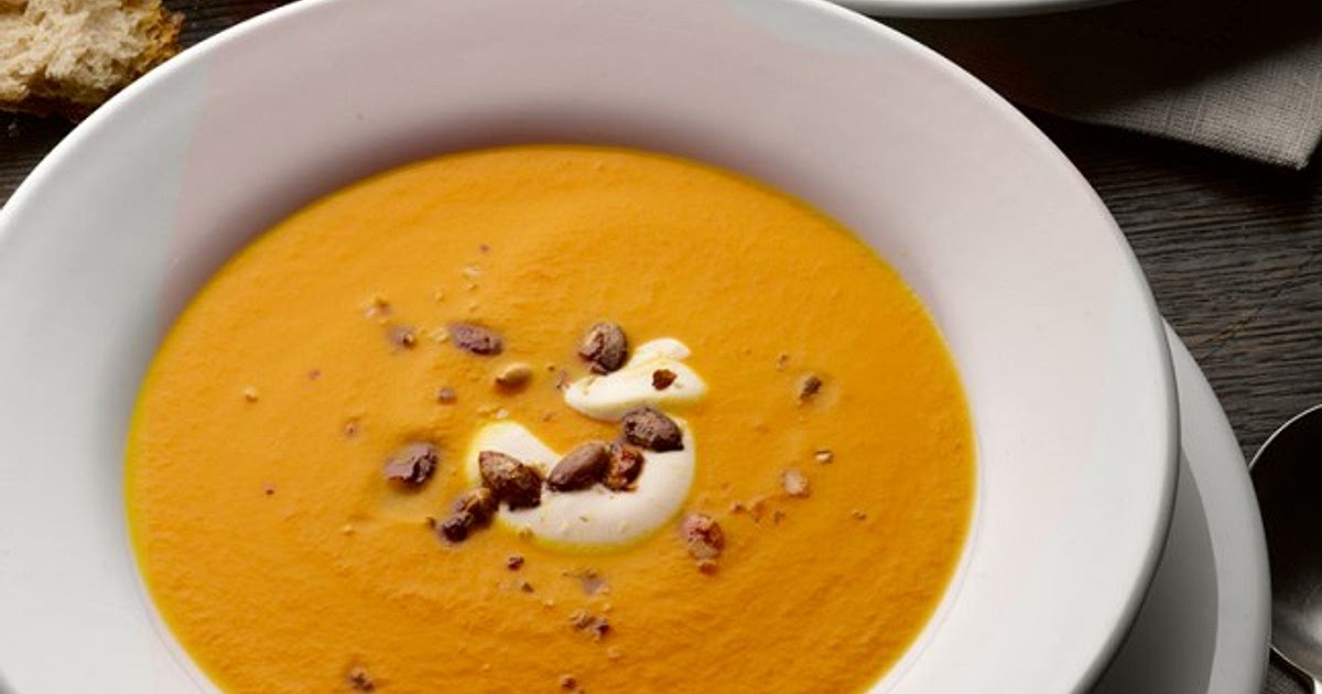 Pumpkin, saffron & orange soup with caramelised pumpkin seeds Recipe | Samsung Food App