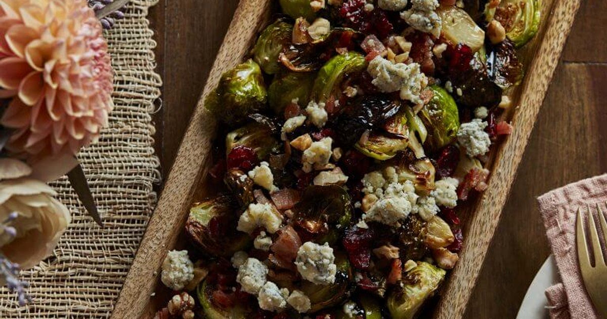 Balsamic Glazed Brussels Sprouts with Bacon, Cranberries, Walnuts, and Blue Cheese - Chrissy Teigen 