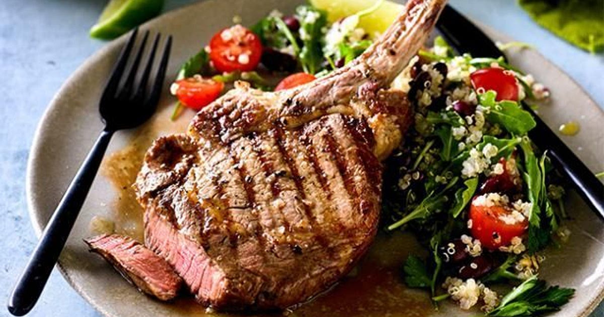Beef Rib Eye with Spicy Quinoa and Bean Salad Recipe | Samsung Food App