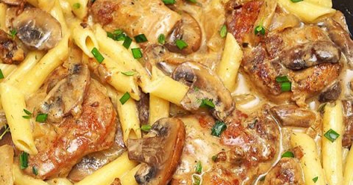 Pork Tenderloin in Creamy Mushroom Sauce and Pasta dinner Recipe | Samsung Food App