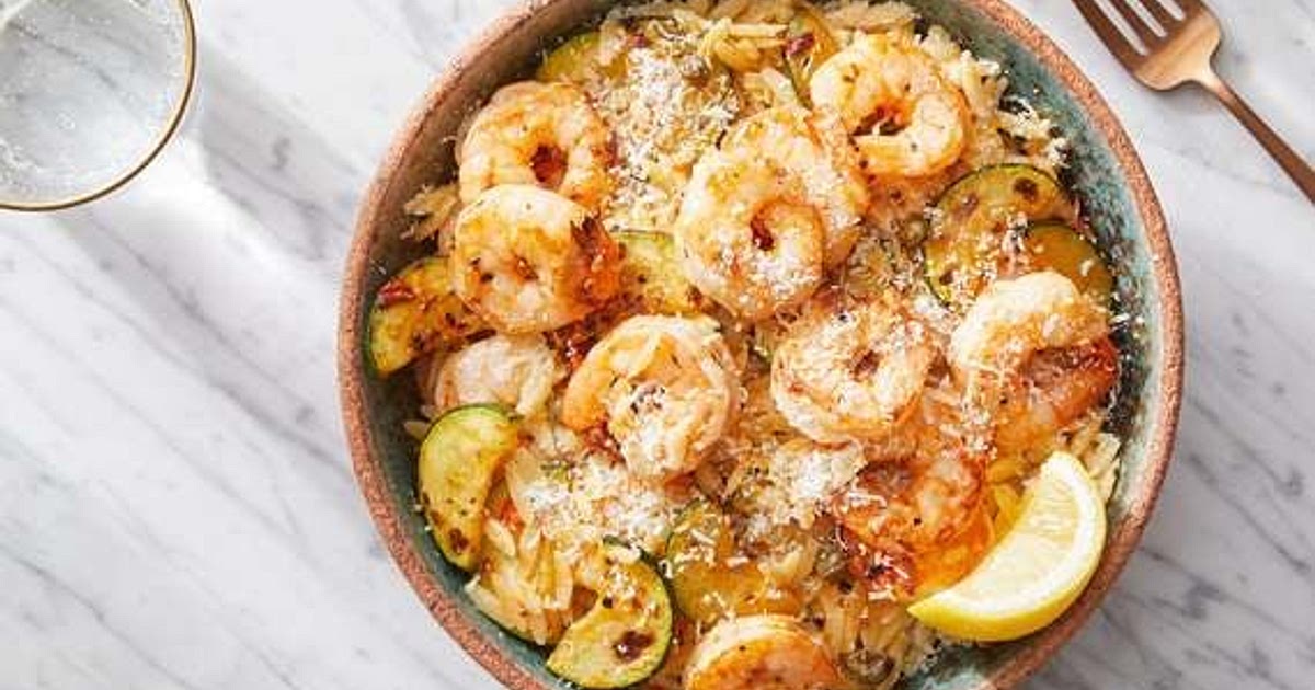 Calabrian Shrimp & Orzo with Zucchini & Parmesan Recipe | Samsung Food App