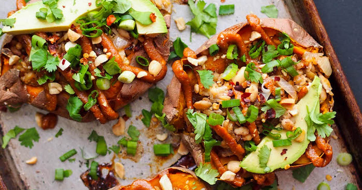 Thai Tempeh Vegan Stuffed Sweet Potatoes Recipe — Registered Die | Samsung Food App