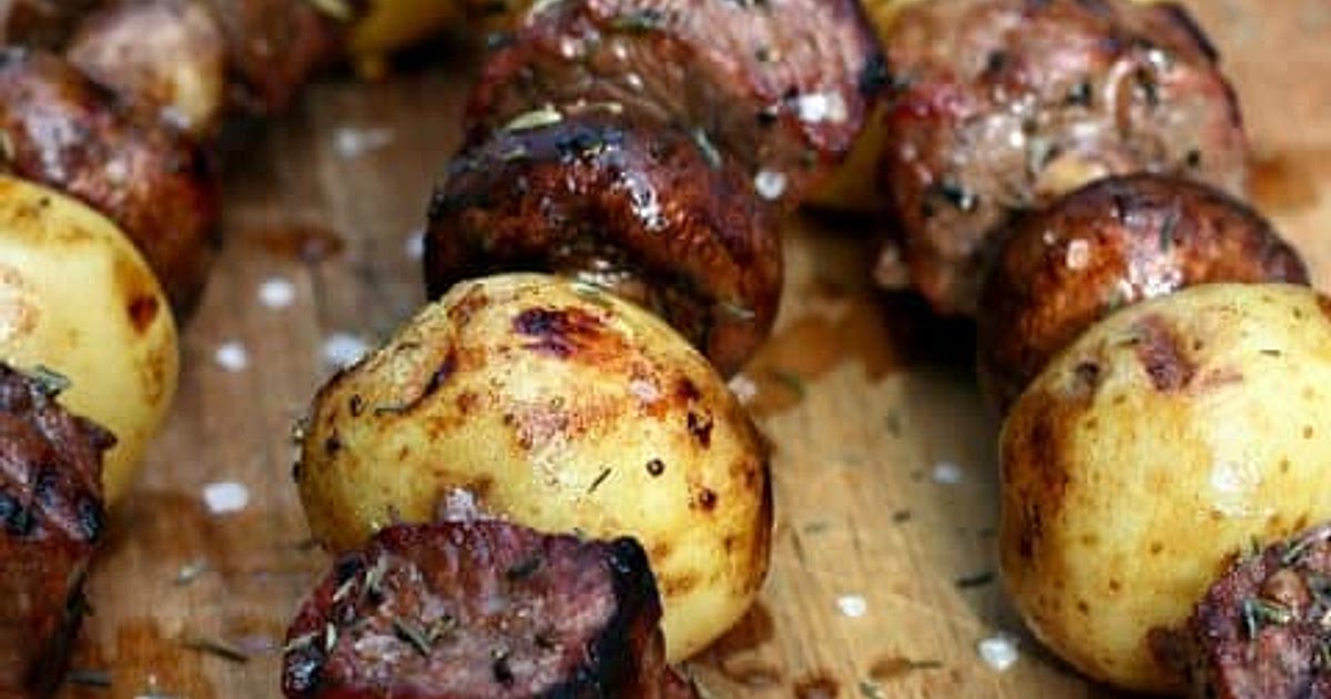 Grilled Steak Potato Mushroom Kabobs Recipe | Samsung Food App