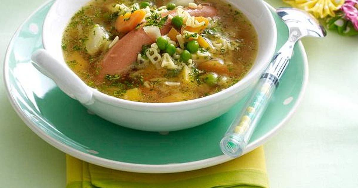 Bunte ABC-Nudelsuppe mit Würstchen und Gemüse Recipe | Samsung Food App