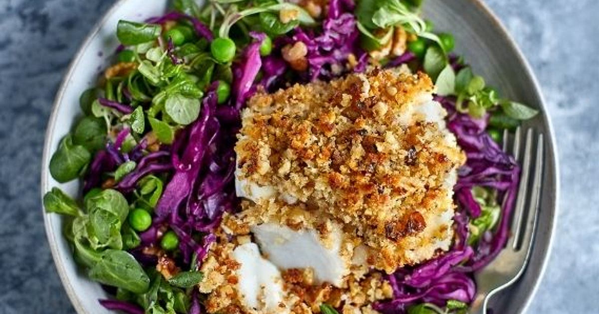 Doctor’s Kitchen 3-2-1: Herb and Walnut Crumbed Fish with Pickled Red Cabbage Recipe | Samsung Food App