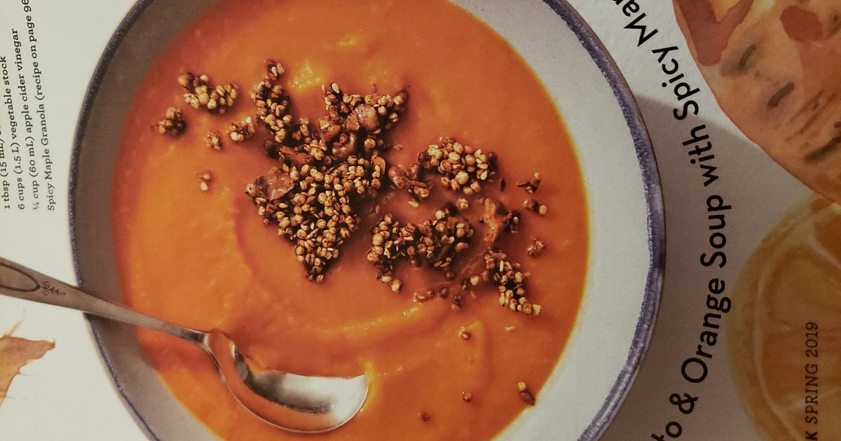 Sweet Potato & orange soup with spicy maple granola. Recipe | Samsung Food App