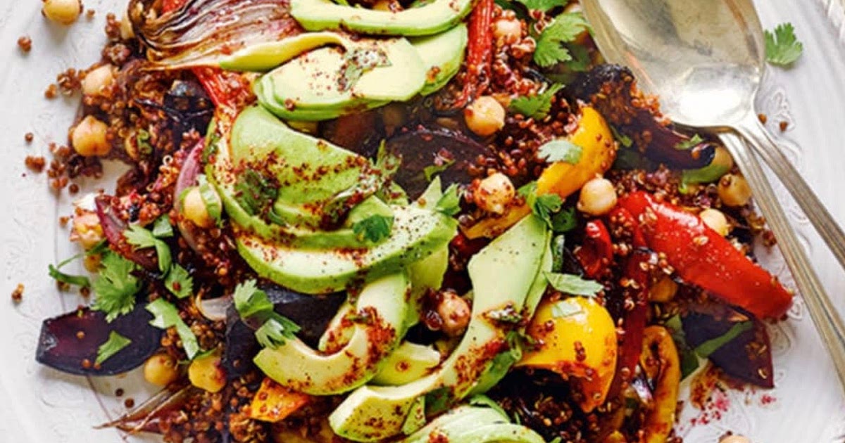 Roasted vegetable and chickpea quinoa salad Recipe | Samsung Food App