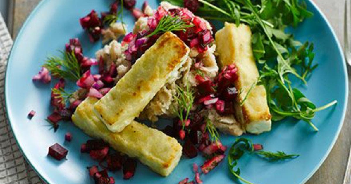Pan-cooked feta with beetroot salsa & bean mash Recipe | Samsung Food App