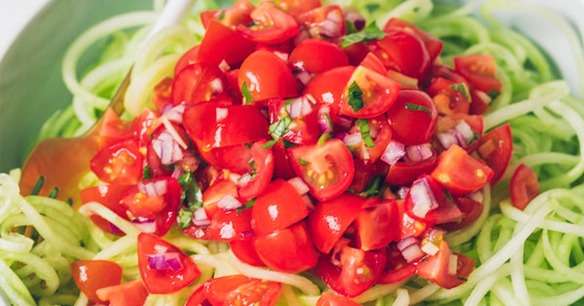 Cucumber Noodles with Bruschetta Topping Recipe | Samsung Food App
