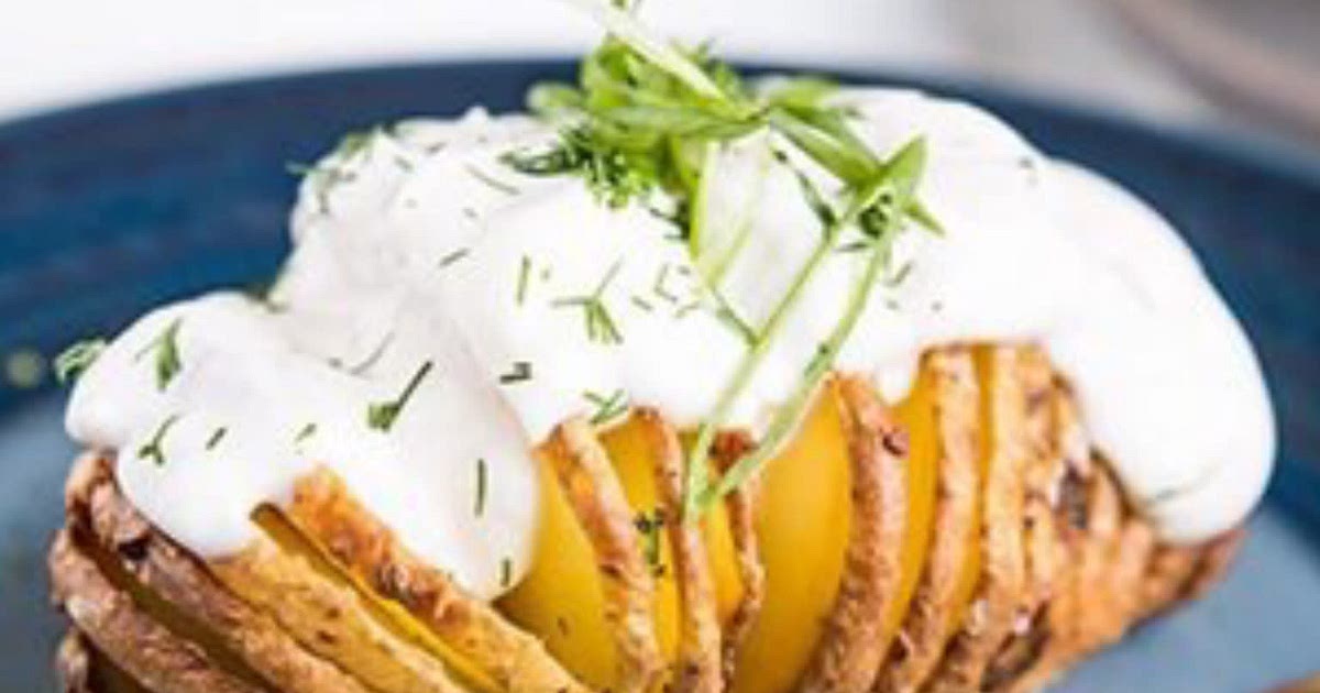 Horseradish Crema On Hasselback Potato Recipe | Samsung Food App