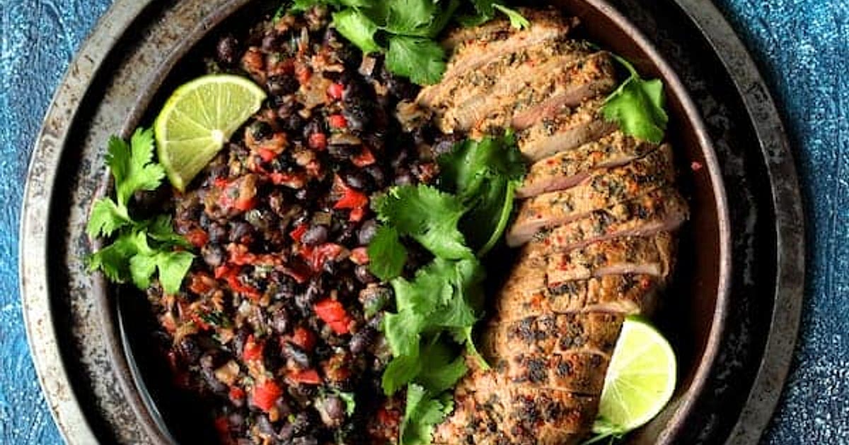 Cuban-Style Mojo Marinated Pork Tenderloin with Black Beans Recipe | Samsung Food App