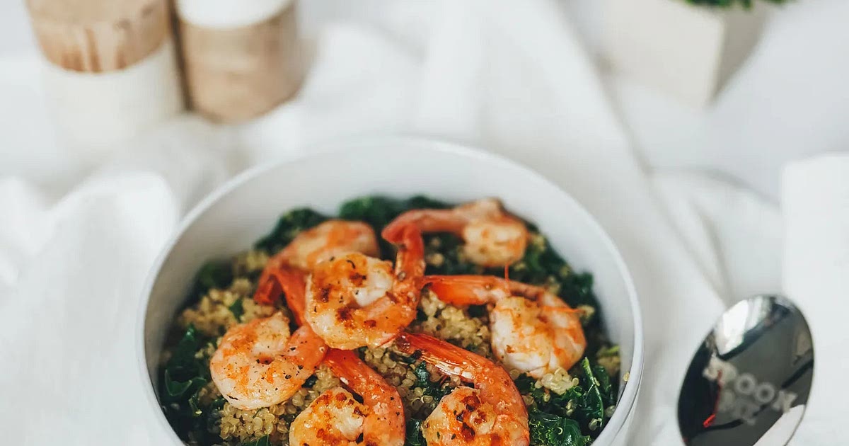 Warm Kale and Quinoa Salad with Grilled Shrimp Recipe | Samsung Food App