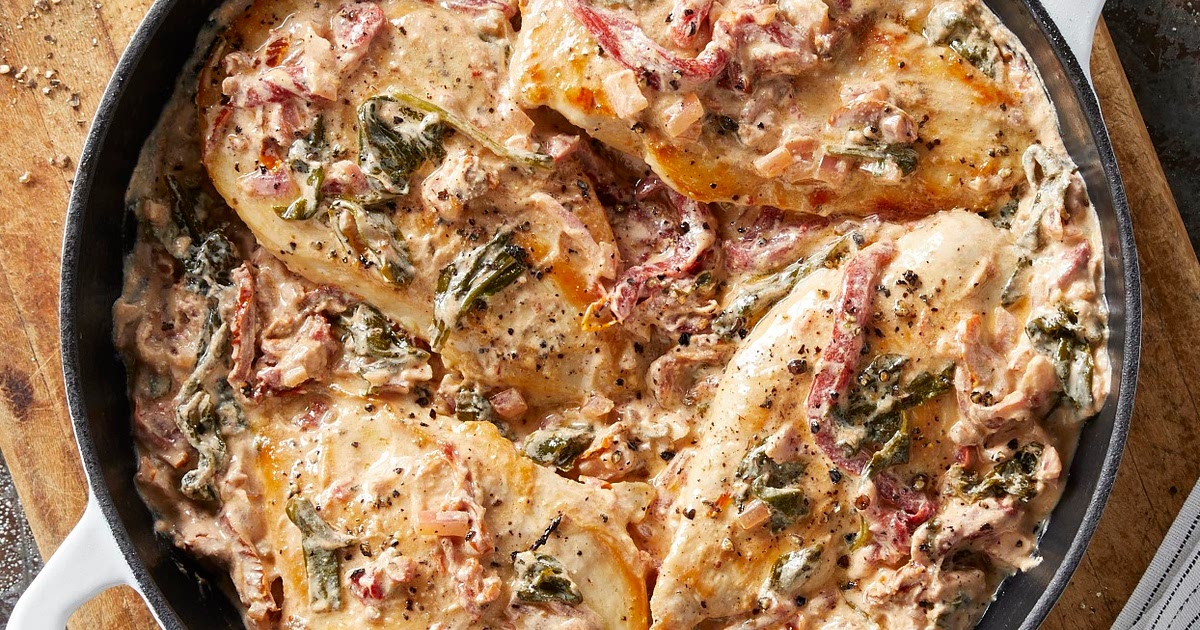 Chicken Cutlets with Creamy Spinach & Roasted Red Pepper Sauce Recipe | Samsung Food App
