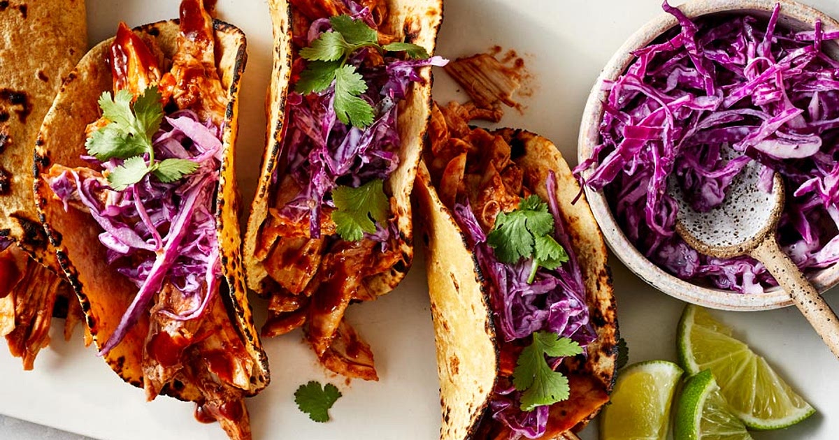 BBQ Chicken Tacos with Red Cabbage Slaw Recipe | Samsung Food App