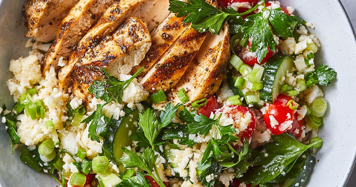 Spiced Grilled Chicken with Cauliflower "Rice" Tabbouleh Recipe | Samsung Food App
