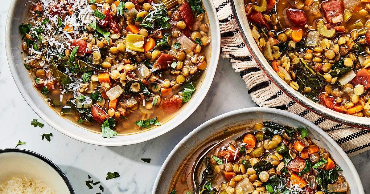 One-Pot Lentil &amp; Vegetable Soup with Parmesan Recipe | Samsung Food App
