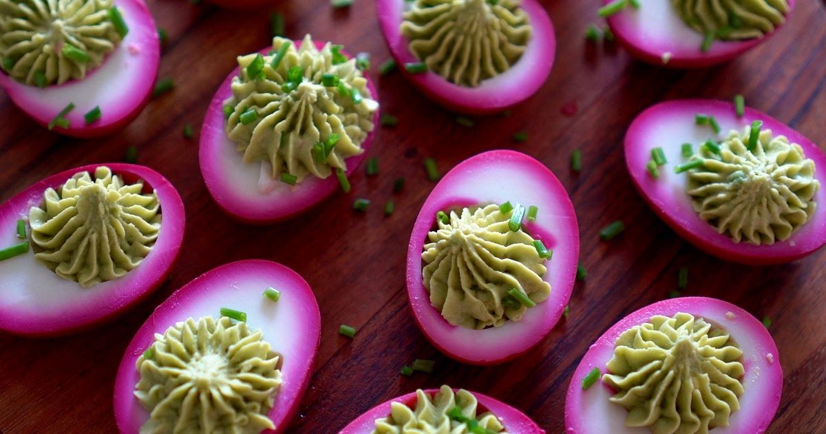 Beet Pickled Deviled Eggs with Avocado Recipe | Samsung Food App