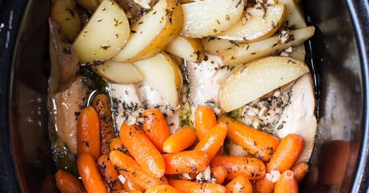 Slow Cooker Garlic Butter Chicken and Veggies Recipe | Samsung Food App