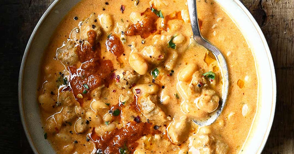 Creamy Bean Soup with Sausage Recipe | Samsung Food App