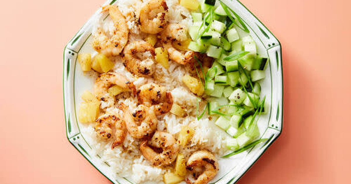 Jerk Shrimp with Coconut rice and Cucumber Relish Recipe | Samsung Food App