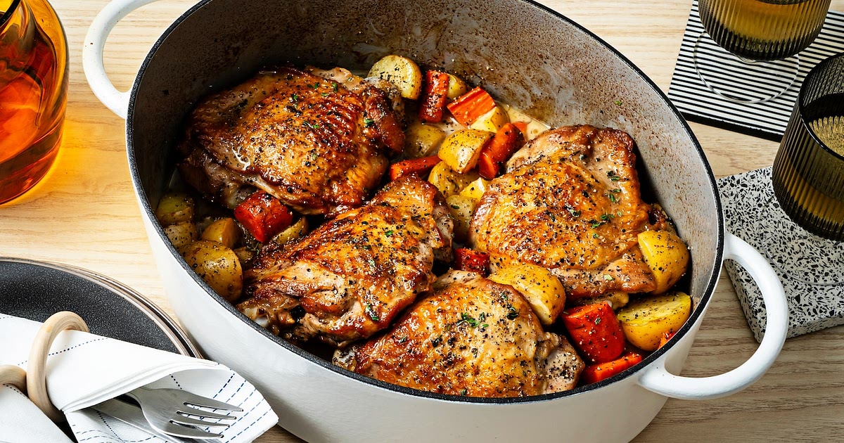 One-pot turkey thighs braised in cider Recipe | Samsung Food App