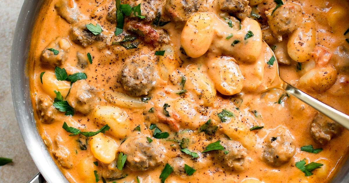 One Pan Creamy Gnocchi with Sausage Recipe | Samsung Food App
