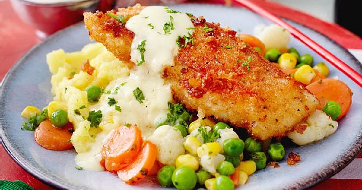 Knusper-Seelachs mit Senfsoße und Gemüse Recipe | Samsung Food App