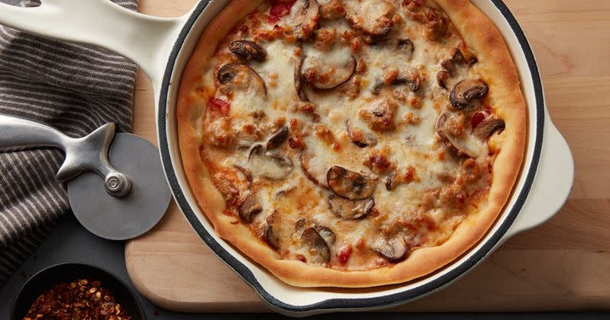 Sausage and Wild Mushroom Skillet Pizza Recipe | Samsung Food App