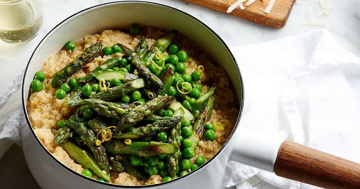 Quinoa-red Lentil Risotto with Asparagus & Peas Recipe | Samsung Food App