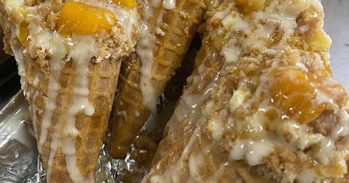 Peach cobbler cheesecake cones  Recipe | Samsung Food App