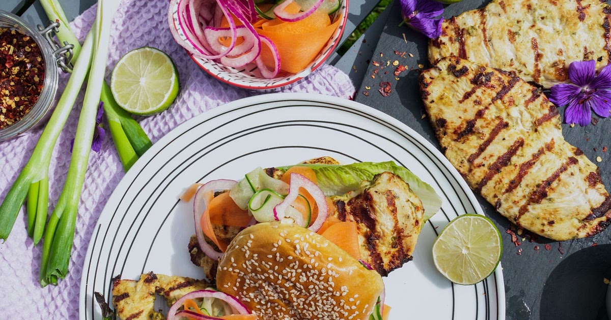Thai Chicken Burger with Pickled Asian Vegetables by Pureety Recipe | Samsung Food App
