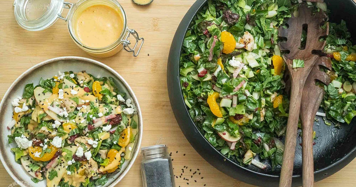 Apple Cranberry Chicken Chopped Salad - Creamy Peach Dressing Recipe | Samsung Food App