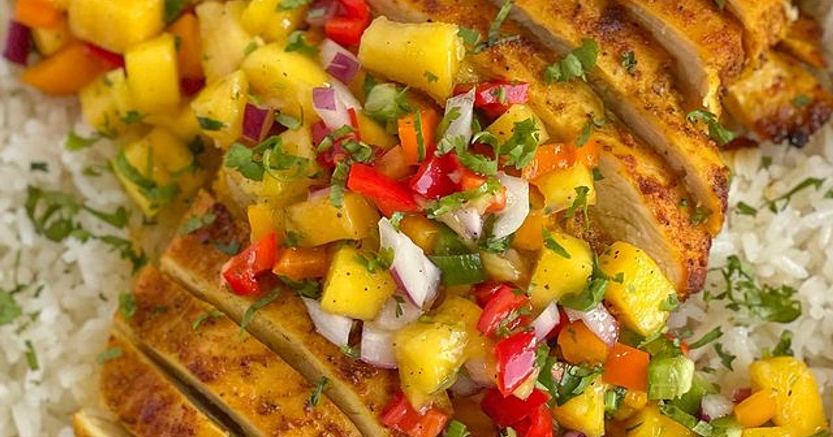 Air fryer chicken with a delicious mango salsa Recipe | Samsung Food App