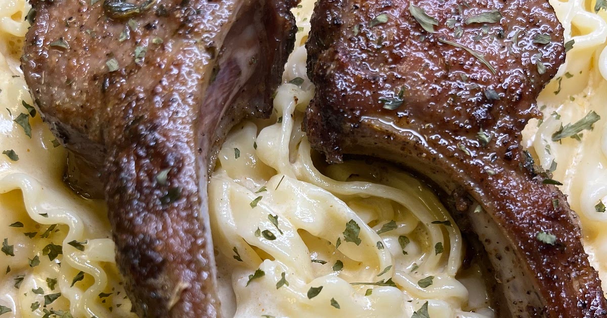 Garlic & Herb Crusted Lamb Chop w/ Creamy Mafaldine Alfredo Recipe | Samsung Food App
