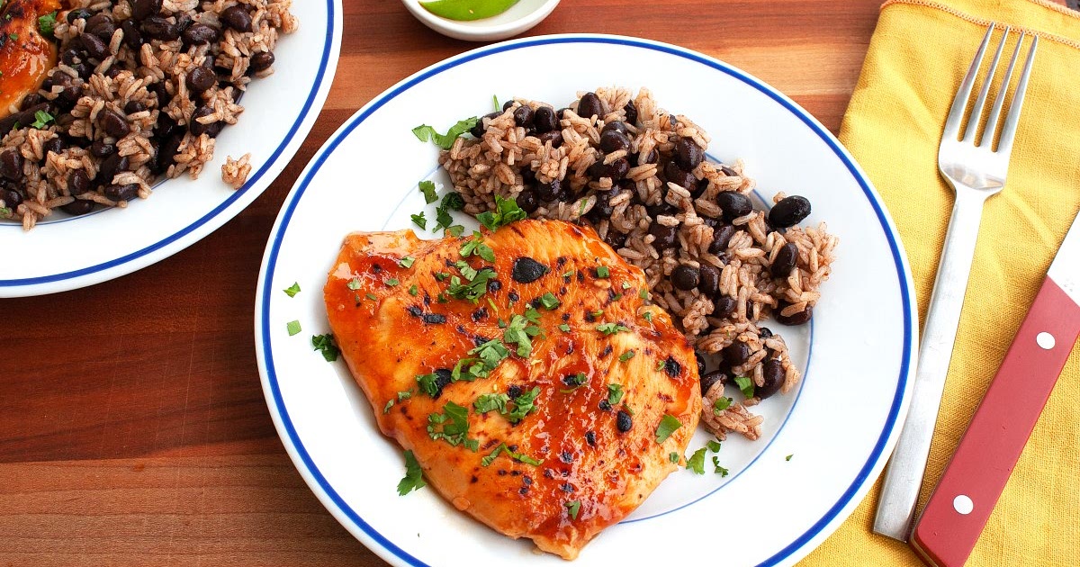 BBQ Chicken Breasts with Rice and Beans Recipe | Samsung Food App