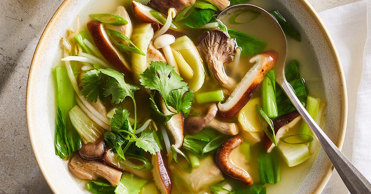 Chicken & Bok Choy Soup with Ginger & Mushrooms Recipe | Samsung Food App