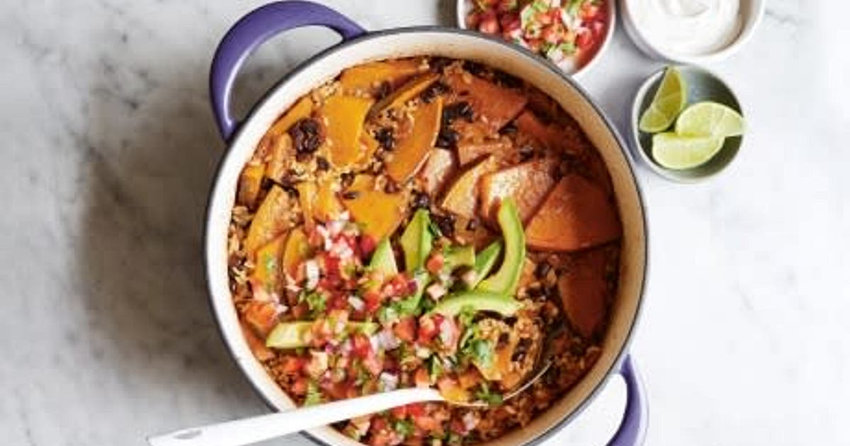 Jess Prescott’s Pumpkin and black bean baked rice Recipe | Samsung Food App